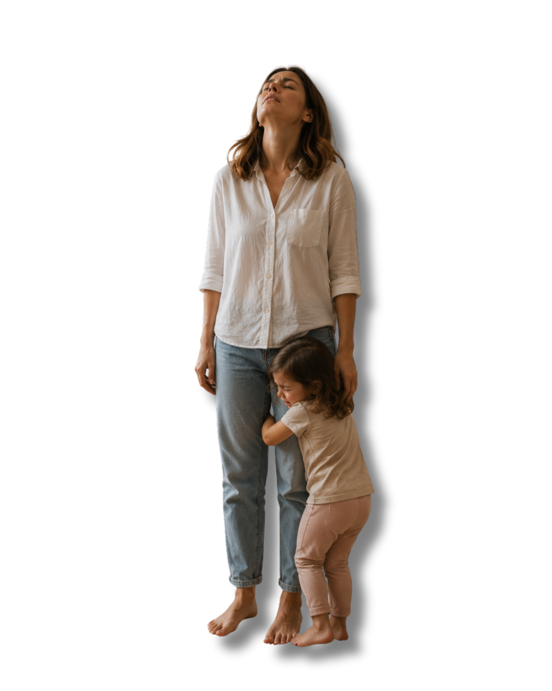 Mãe exausta com filho